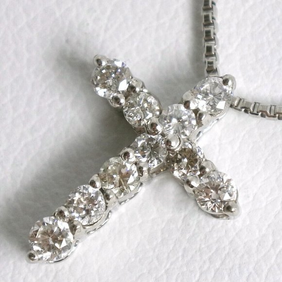 cross Necklace Pt850Platinum/Pt900Platinum/diamond Women - Picture 2 of 9